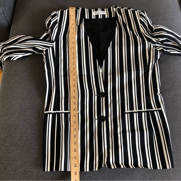 Nwt Alfred Dunner black & white crepe stripe single breasted v-neck blazer - Picture 7 of 10